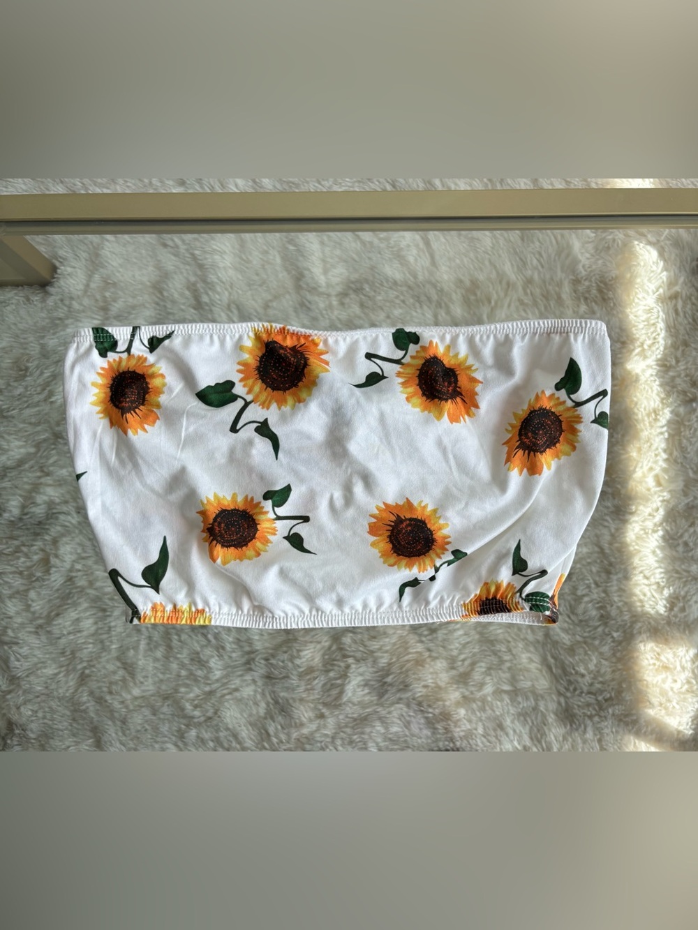 White Sunflower Print Tube Top